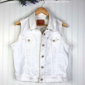 Levi’s White Denim Vest Jacket Sleeveless Size XL